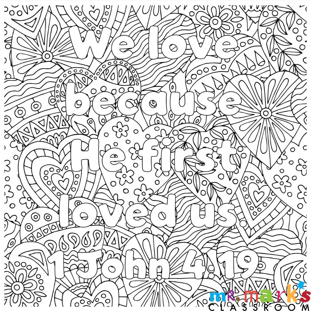 Valentine's Doodle Art- Individuals - 1 John 4:19 image