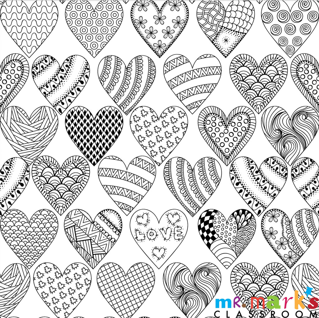 Valentine's Doodle Art- Individuals - Vertical Patterned Hearts image