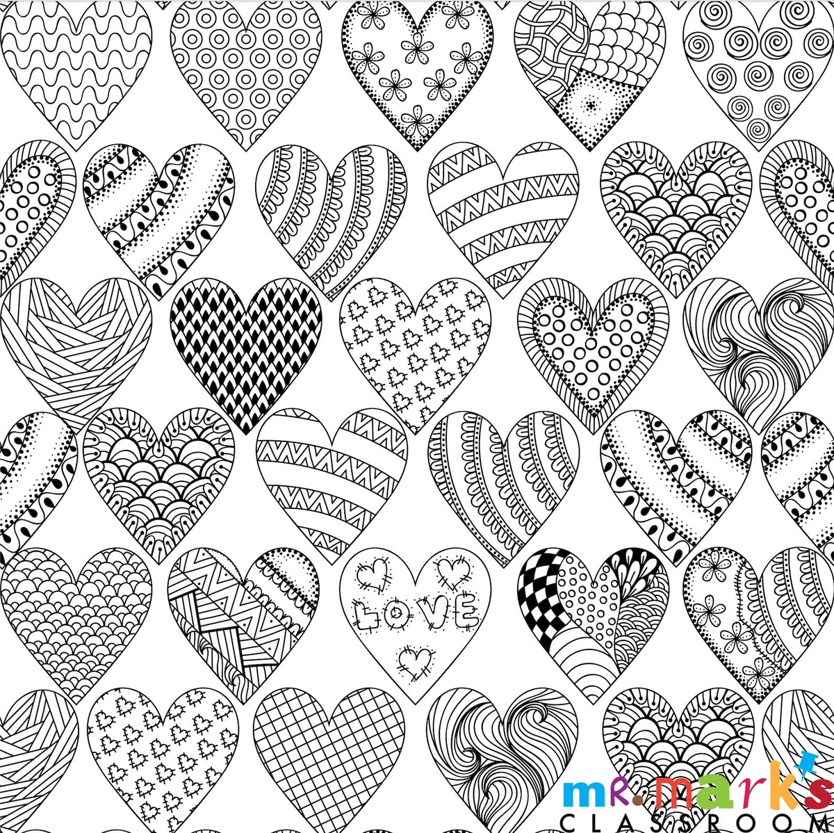 Valentine's Doodle Art- Individuals - Vertical Patterned Hearts image