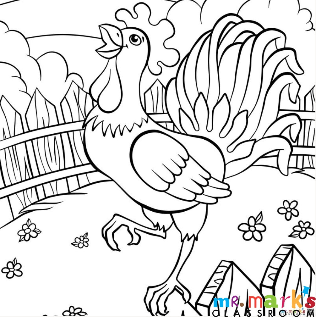 Farm/ Wild West Doodle Art- Individuals - Rooster Doodle image