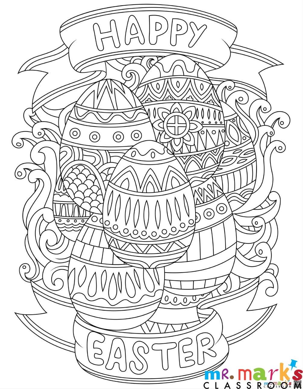 Easter Doodle Art Individuals - Happy Easter with Eggs image