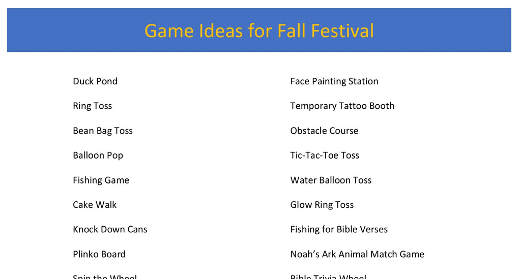 Fall Festival Game Ideas