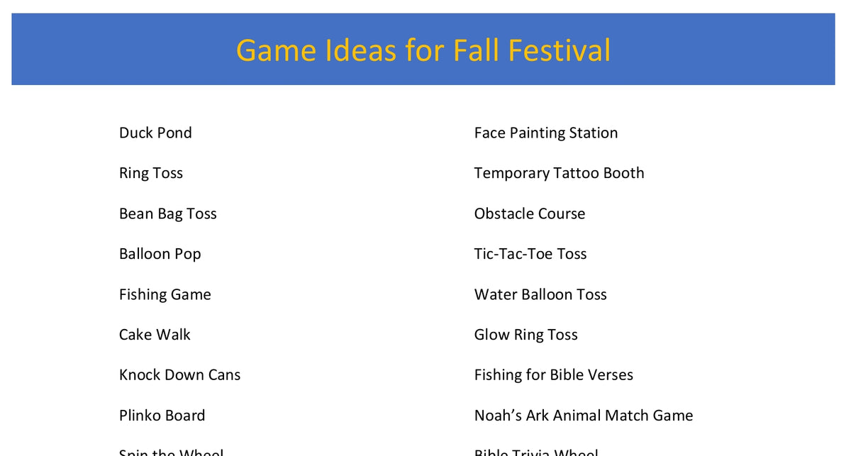 Fall Festival Game Ideas