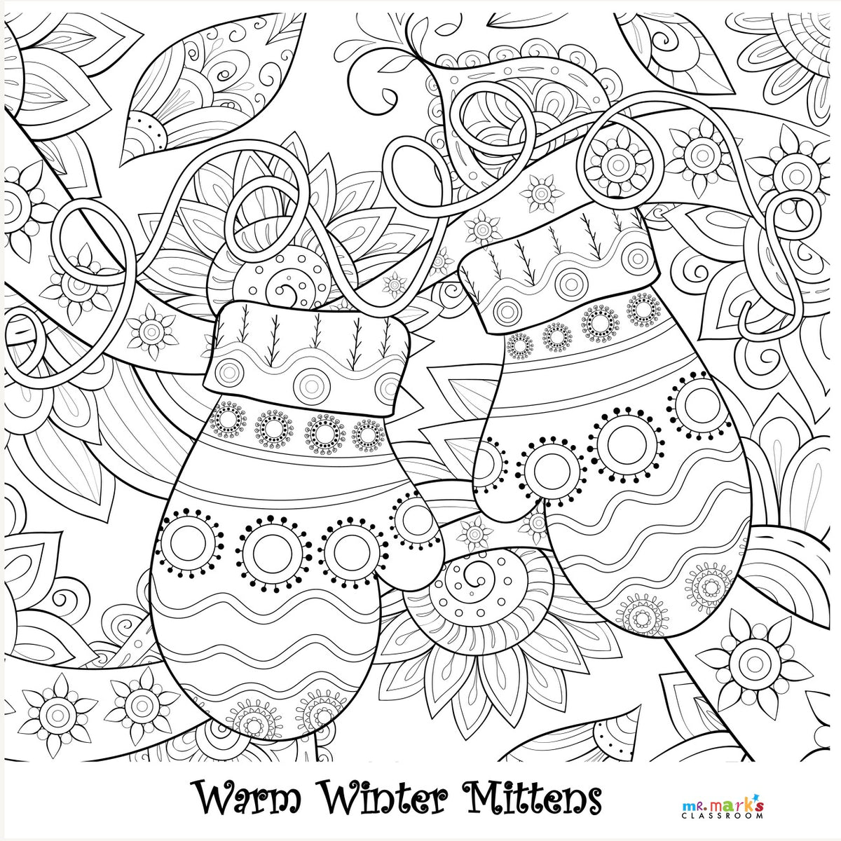 Warm Winter Mittens Doodle Art image 0