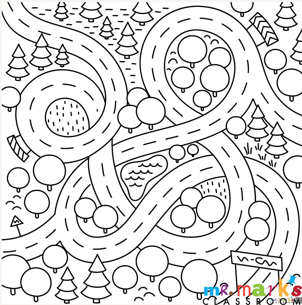 Racer Speedway Doodle Art Individuals - Map Doodle image