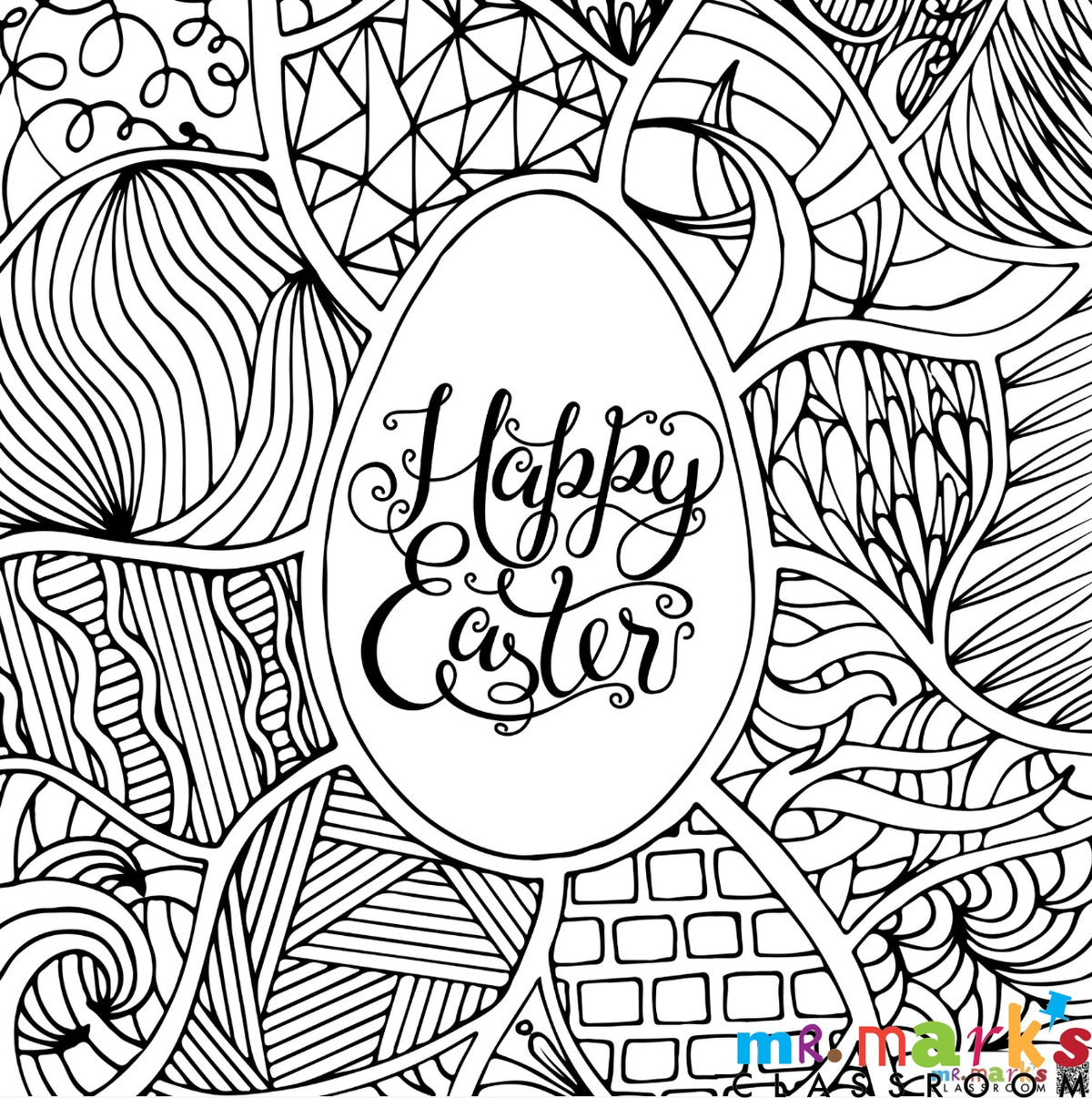 Easter Doodle Art Individuals - Framed Happy Easter image