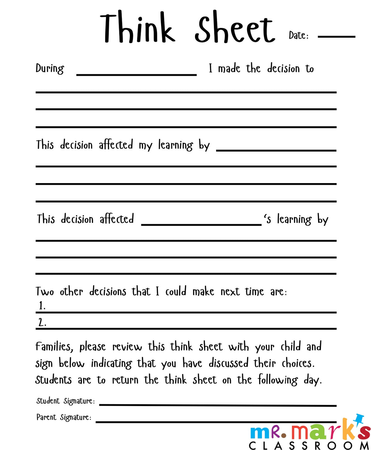 Think Sheet image 0