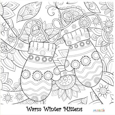 Warm Winter Mittens Doodle Art