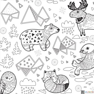 Winter Animals Doodle Art
